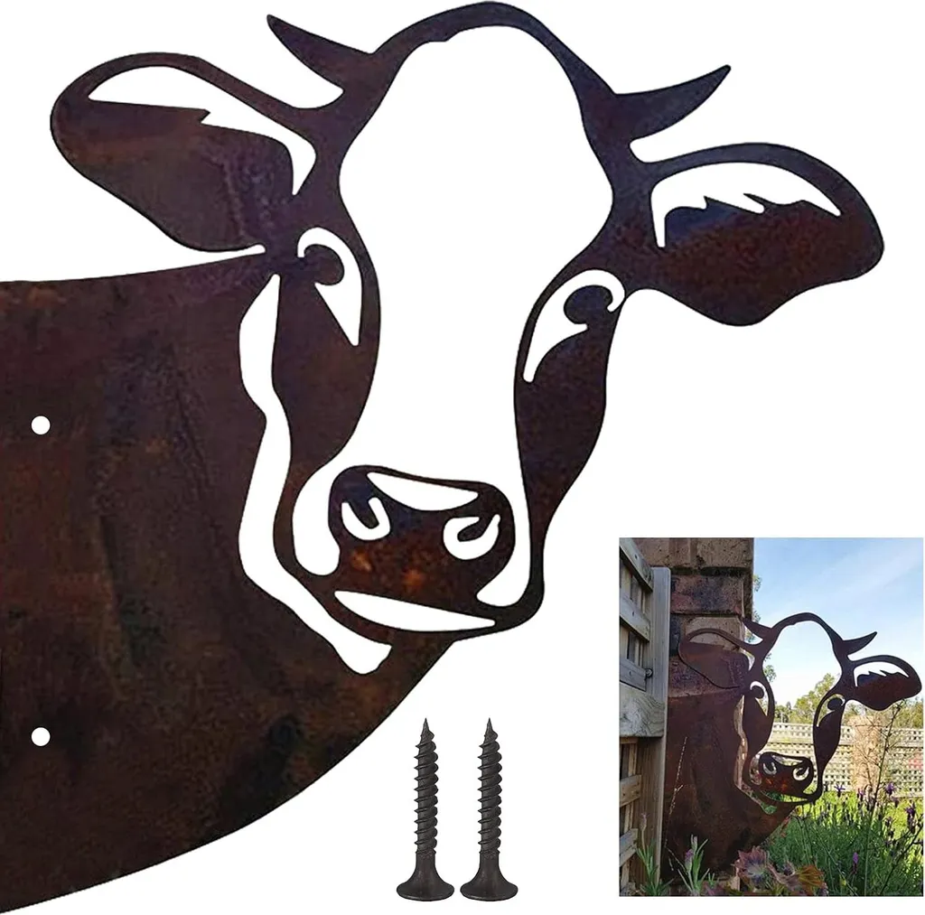 Vache en métal rouillé : décoration de jardin durable contre le plastique