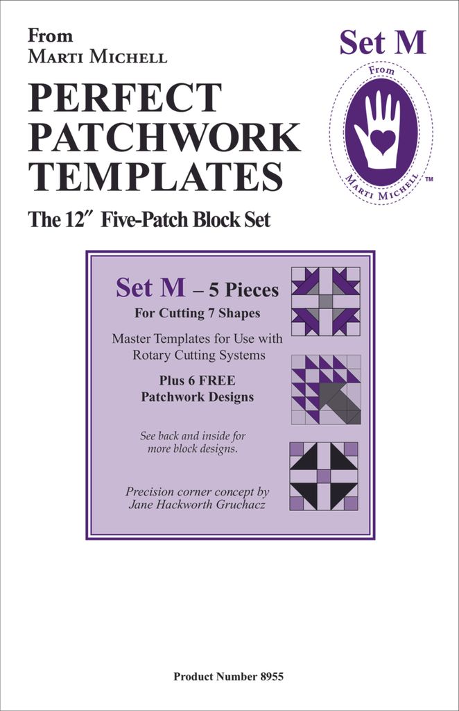 Marti Michell Schablonenset M - 5-Patch Block enthält 5 verschiedene Teile für 7 Formen