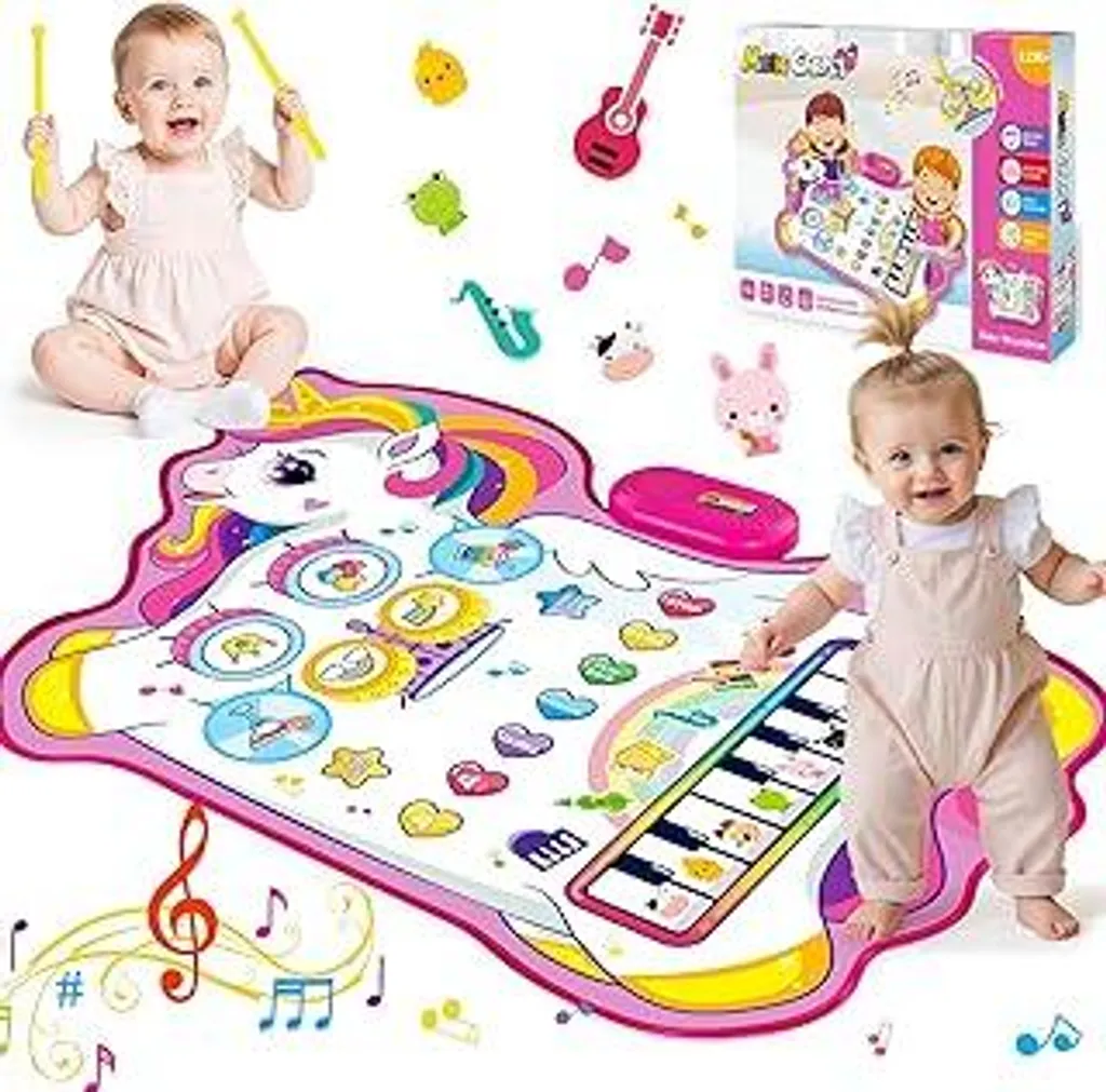 Regalo Unicorno Bambina 1 Anno | Tappeto Musicale 3 in 1 Interattivo