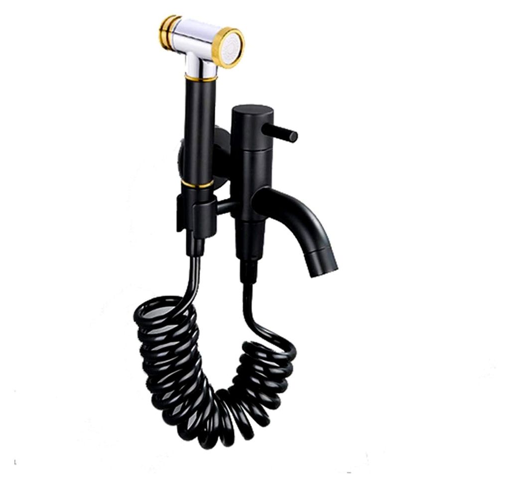Bidet-Sprühgerät mit einzelnem kaltem Wasser, schwarz, tragbar, Tuch, Windelwaschanlage, Duschsprüher-Set, Wandmontage, WC-Bidet-Aufsatz, Drucks...