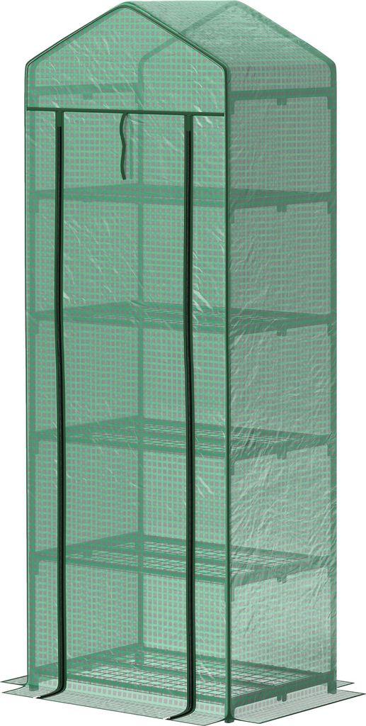 Mini-Gewächshaus für Blumen oder Gemüse, Stahl, Kunststoff, 69L x 49B x 193H cm, Grün