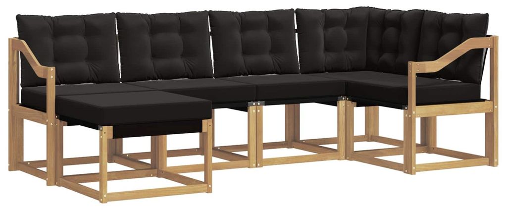 vidaXL Outdoor-Sofagarnitur mit Kissen 6 pcs Weiß und Schwarz