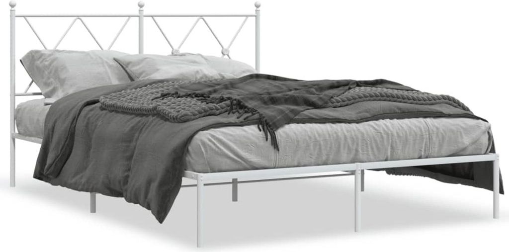 Maison Exclusive - Bettgestell mit Kopfteil Metall Weiß 140x190 cm
