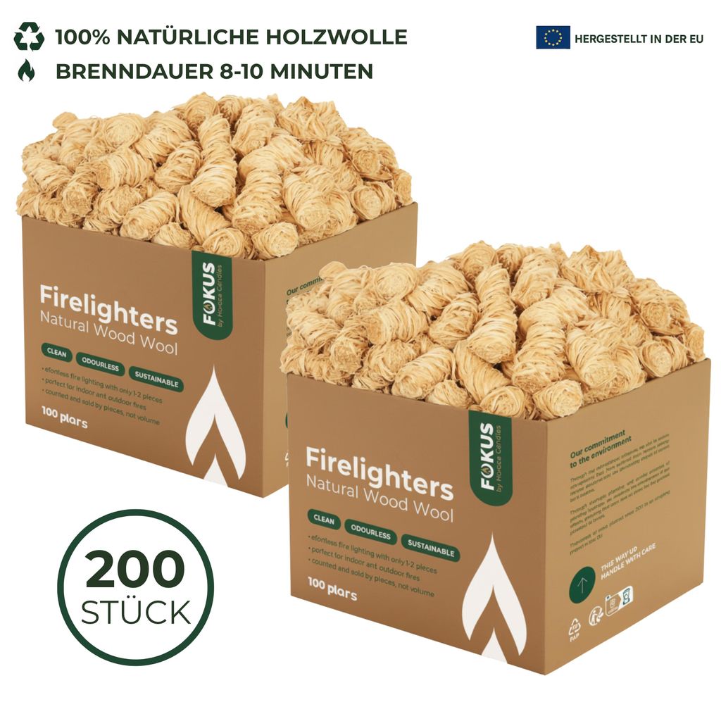 HORECA CANDLES Accendifuoco in trucioli di legno, 200 pezzi Immagine del prodotto 