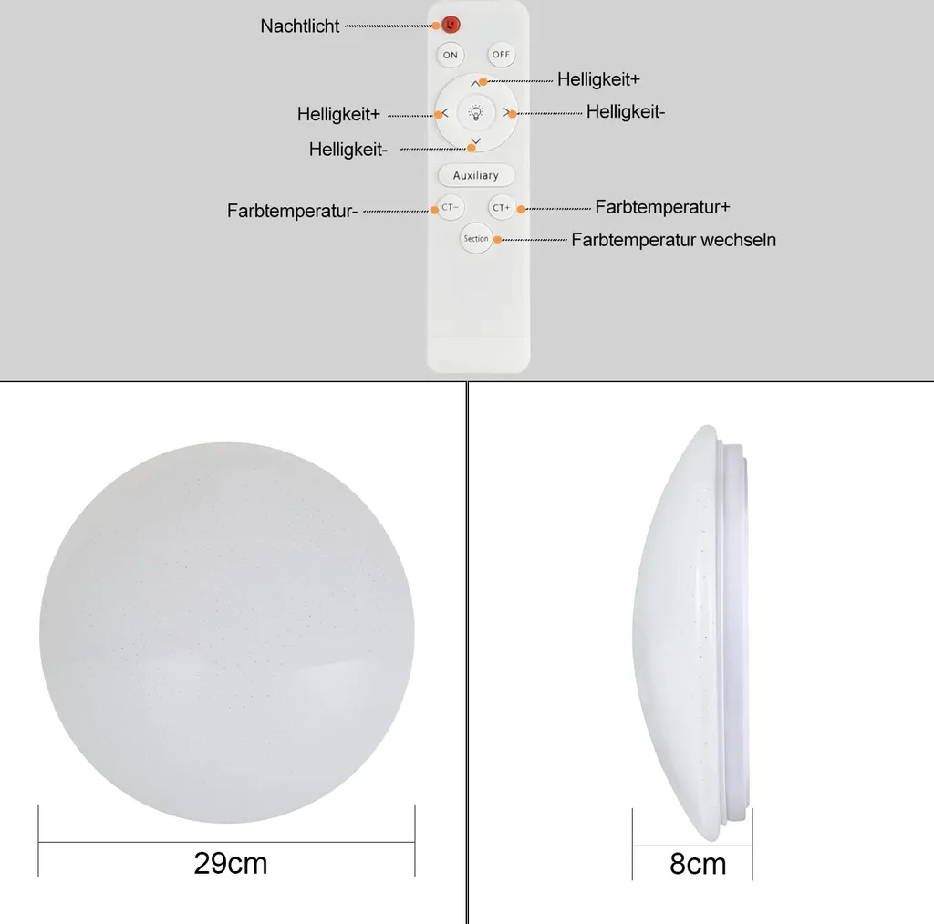 Plafonnier LED Dimmable avec Télécommande 37W pour Salon et Cuisine - 5
