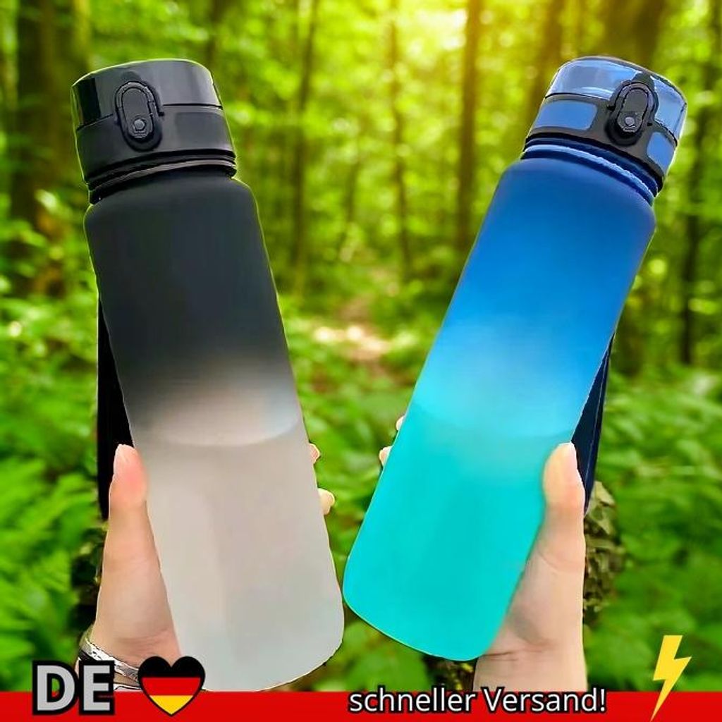 1-Liter-Sportwasserflasche mit Großem Fassungsvermögen Auslaufsicher Bunter