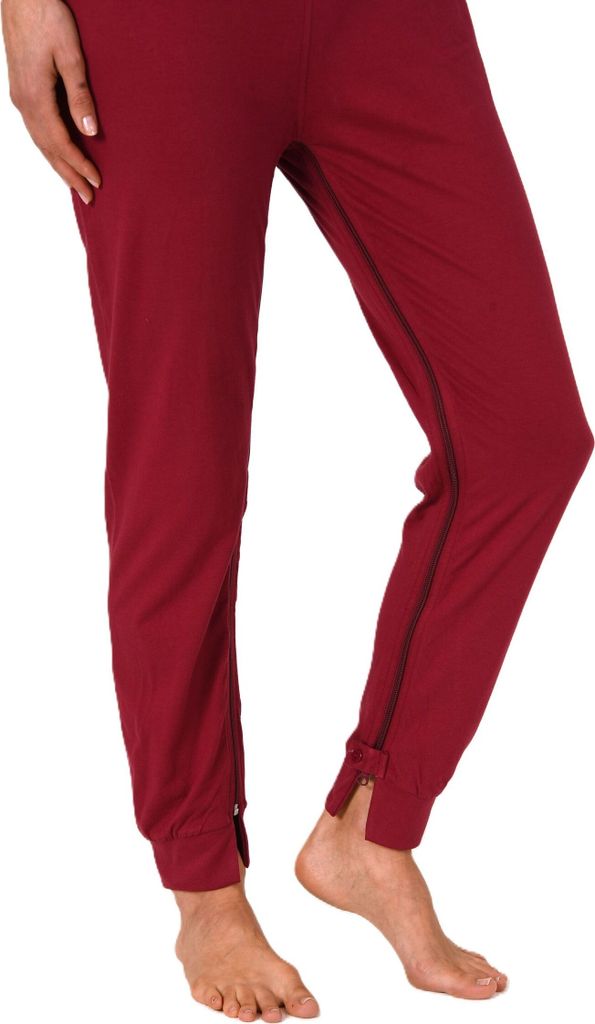 Damen Pflegeoverall kurzarm Schlafanzug mit langen Bein und Reißverschluss am Bein ; beere , XS