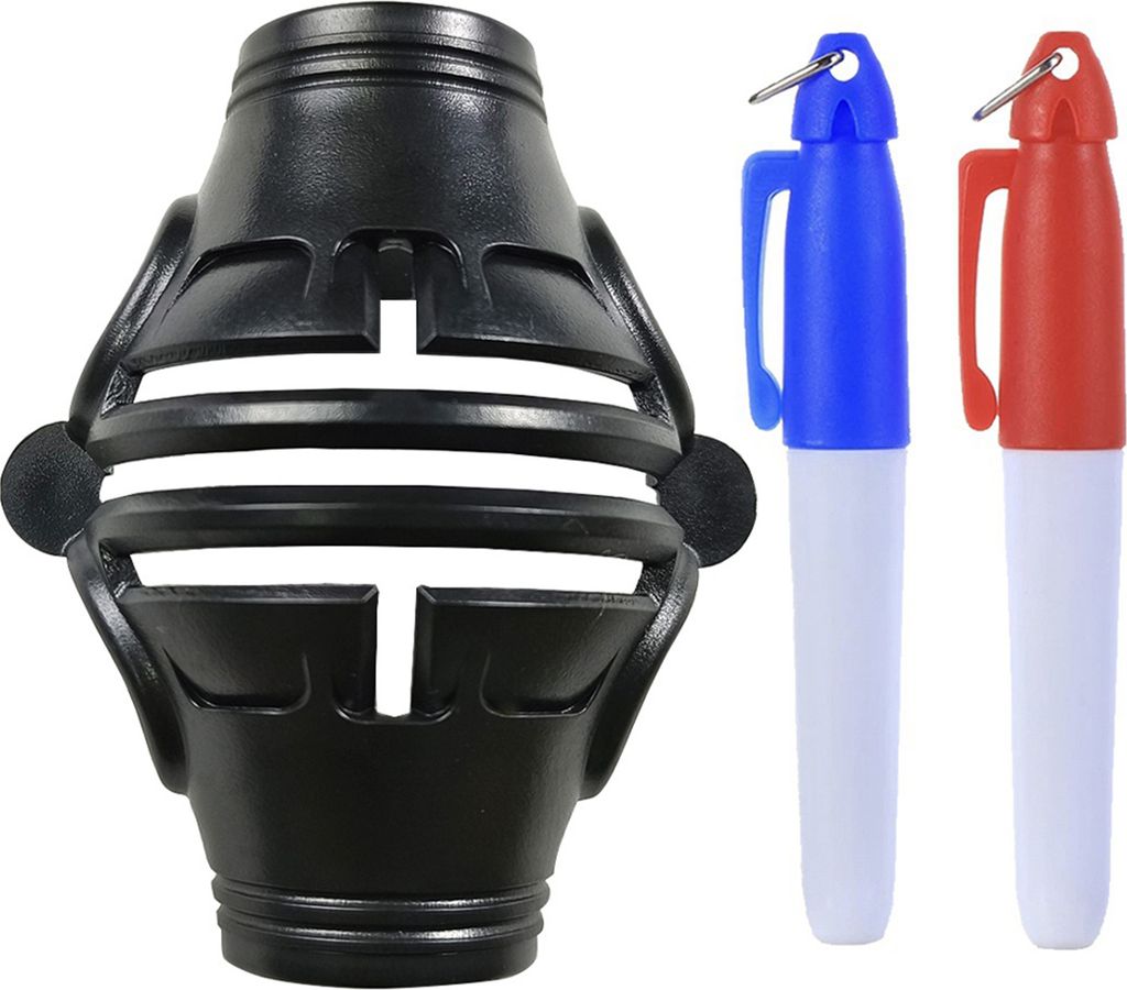 1 Set Golfballmarker mit blauem und rotem Liner-Stift, 360-Grad-Anreißclip, professionelles Strichzeichnungsset, dreiteiliges Set zur Golfballausr...