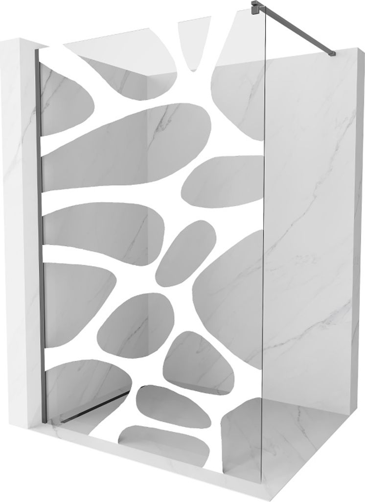 Mexen Kioto Walk-in Duschwand 120x200 cm, 8mm, Weiß, Gun Metal