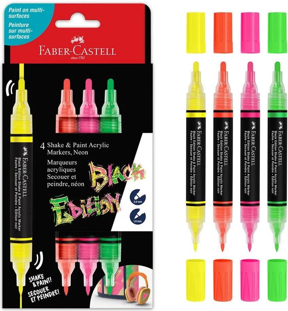 Acrylmarker "Shake&Paint", 4 Neonfarben, 1,0/3,0 mm, Produktbild 