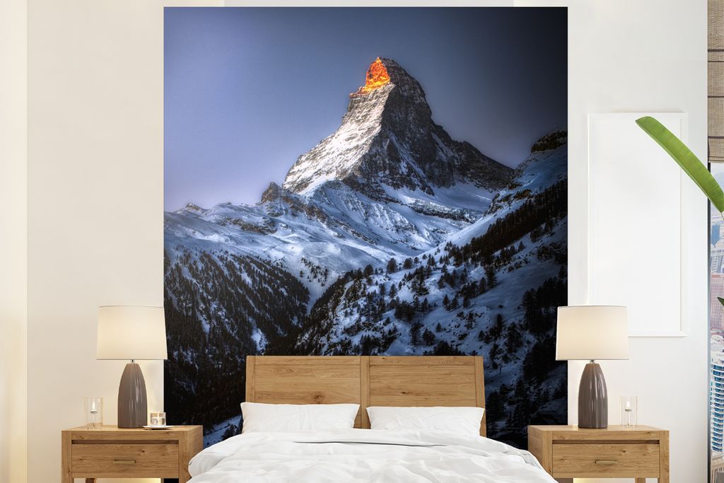 MuchoWow Fototapete für Wohnzimmer oder Schlafzimmer Wandtapete Vinyl Motivtapete Matterhorn in der Schweiz - 195x240 cm - Gemusterte