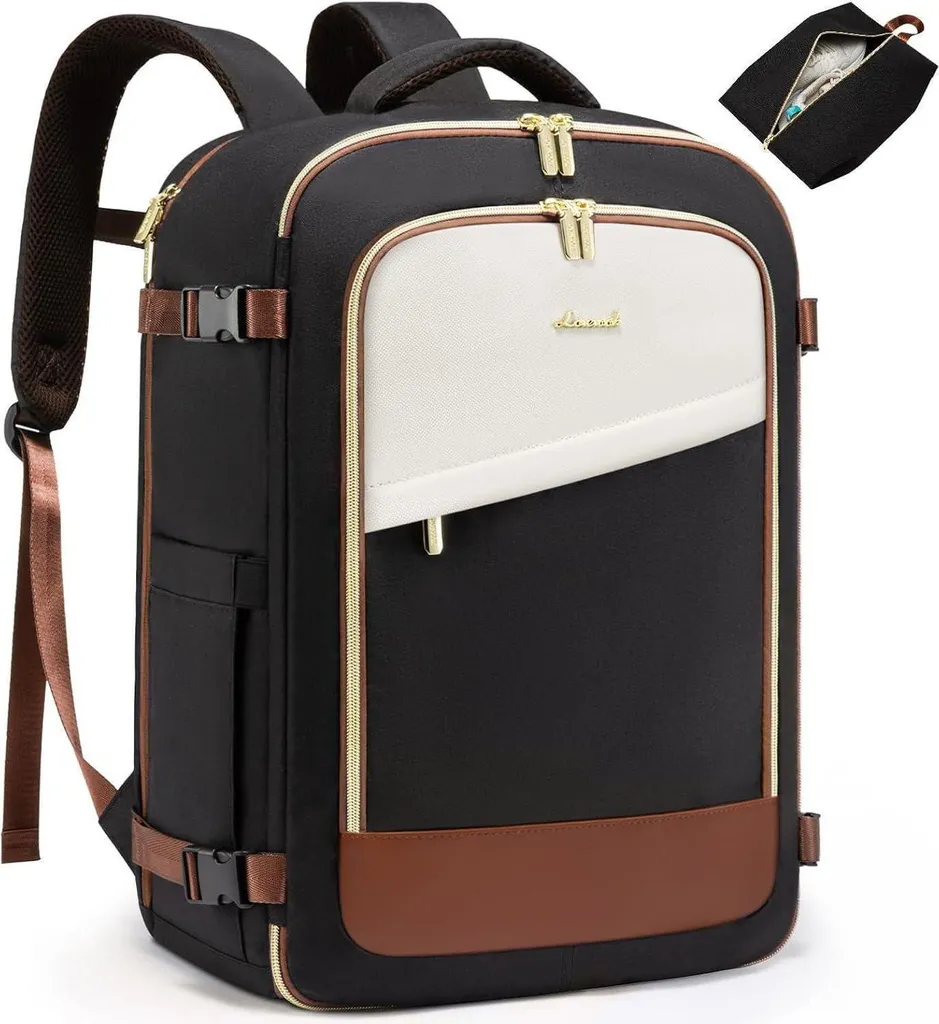 Grande zaino da donna LOVEVOOK per il bagaglio a mano in aereo, impermeabile con scomparto per laptop e scomparto per scarpe