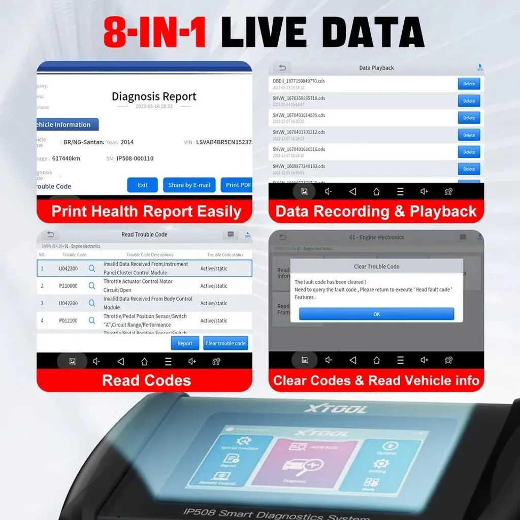 XTOOL IP508 Valise Diagnostic OBD2 Autoscan avec Réinitialisation ABS