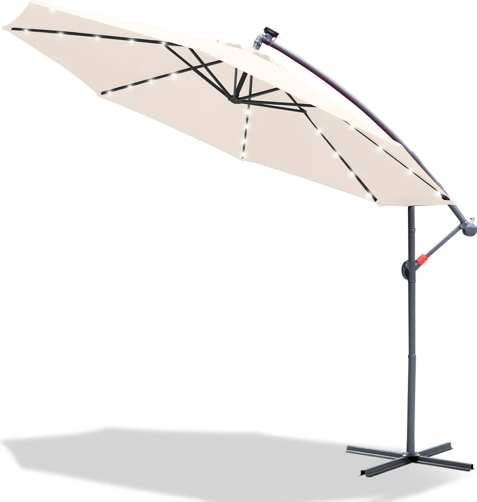 Ombrellone da Giardino Elegante 350cm LED | Jopassy Beige Solar