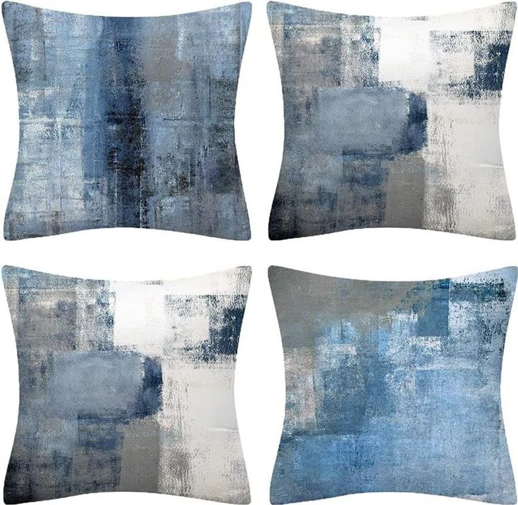 Kissenbezug 45 x 45 cm, 4er-Set, dekorativer Kissenbezug, Sofakissen, Dekokissen, Couchkissen, gemustert, Dekokissen für Sofa, Couch, Wohnzimmer, ...