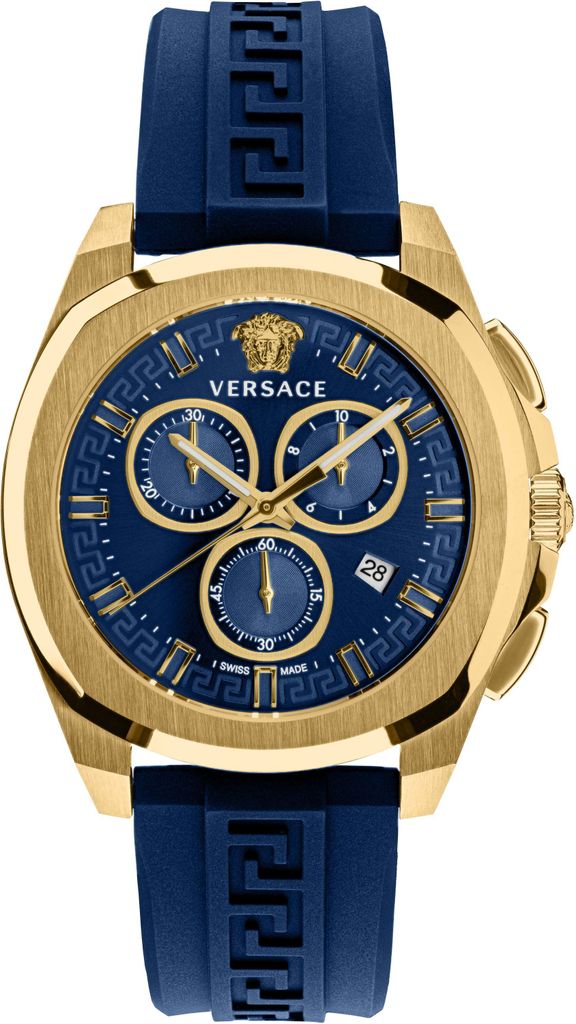 Versace VE7CA0323 New Chrono Geo gold blau Kautschuk Herren Produktbild 
