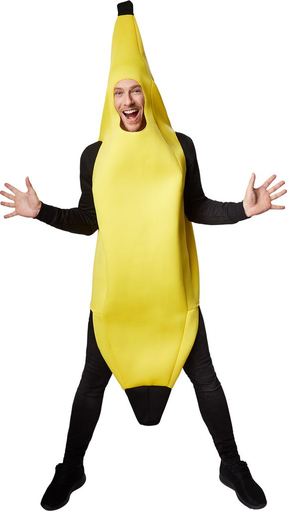 A person wearing a banana costume.