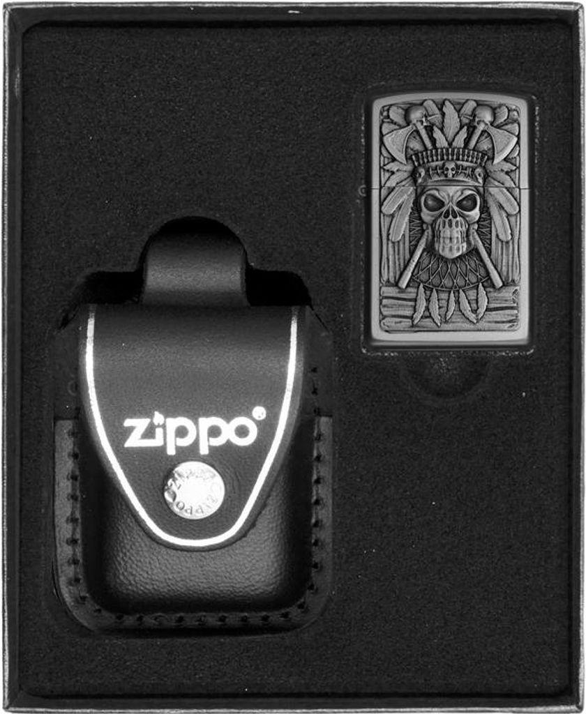 ZIPPO INDIAN SKULL Feuerzeug Geschenkset Nr. 3