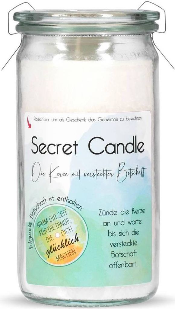 Nimm dir die Zeit für die Dinge, die dich glücklich machen - Grüner Tee & Minze - Secret Candle Mini Jumbo Windlicht im Weckglas von Candle Factory