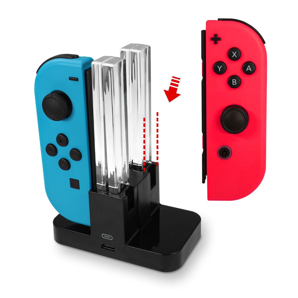Ladestation für Nintendo Switch mit LED-Anzeige, 4 in 1 Joy-Con