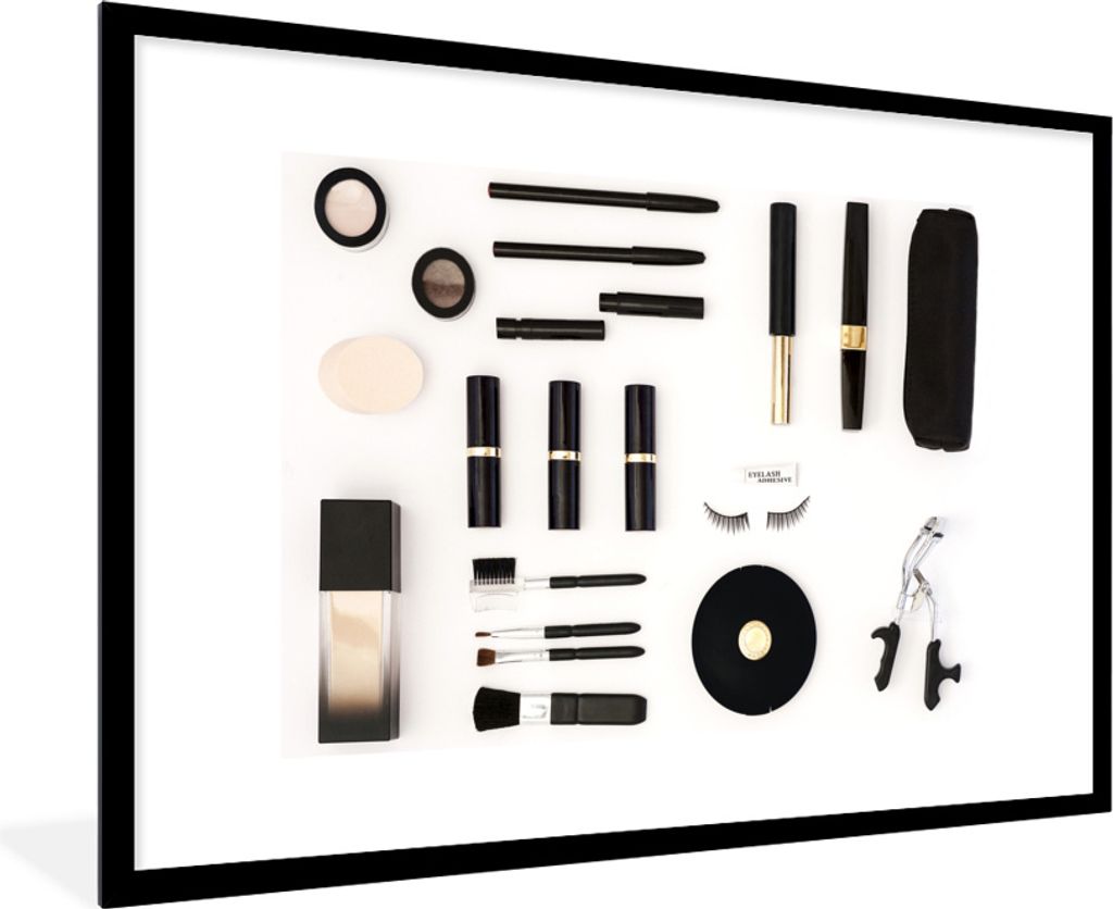 MuchoWow MuchoWow Gerahmtes Poster Set mit Make-up 90x60 cm - Poster mit zchwarzem Bilderrahmen - Wanddekoration - Fotos