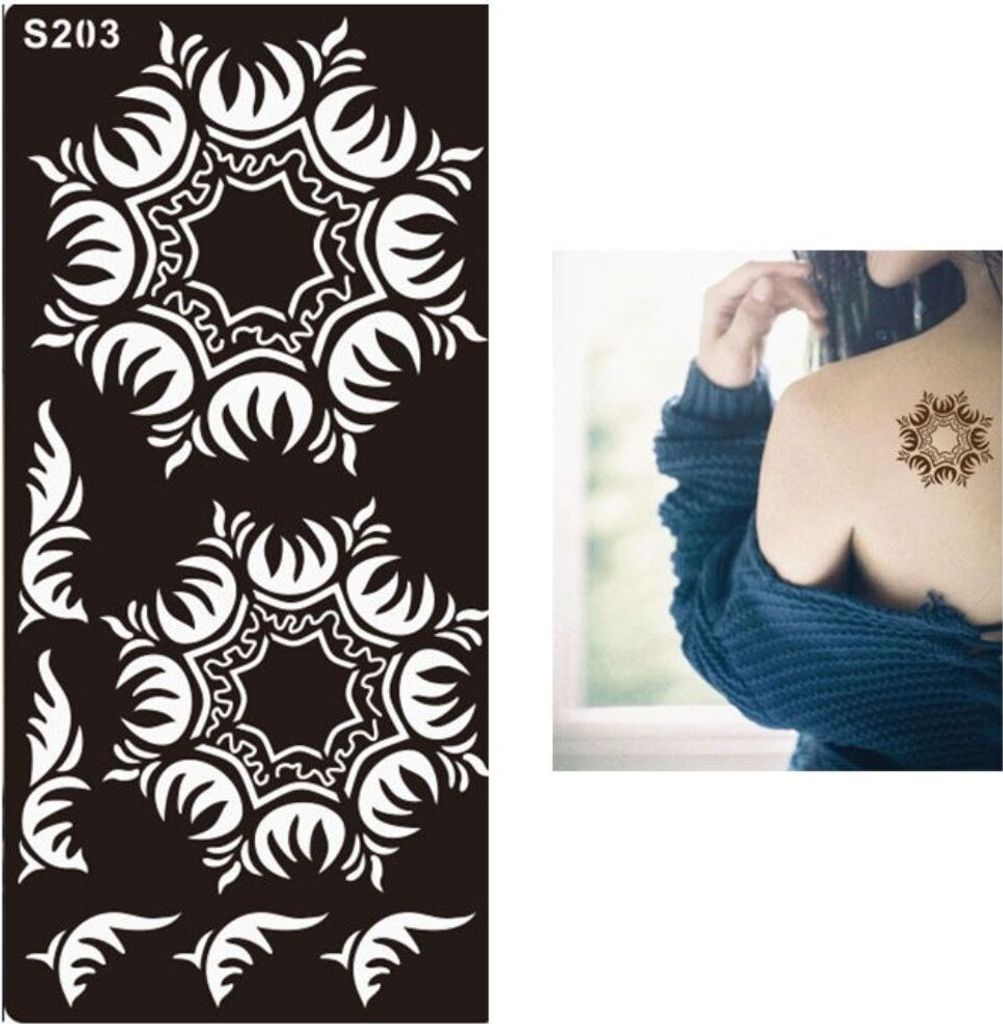 Henna Tattoo Schablone Airbrush Stencil Blume Ornamente Produktbild 