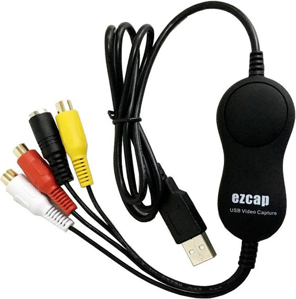 ezcap158 USB 2.0 UVC-Videoaufnahmekarte, VHS-zu-Digital-Konverter, Videoaufnahmebox unterstuetzt CVBS- und S-Video-Eingang, konvertiert VHS/DVD, VC...