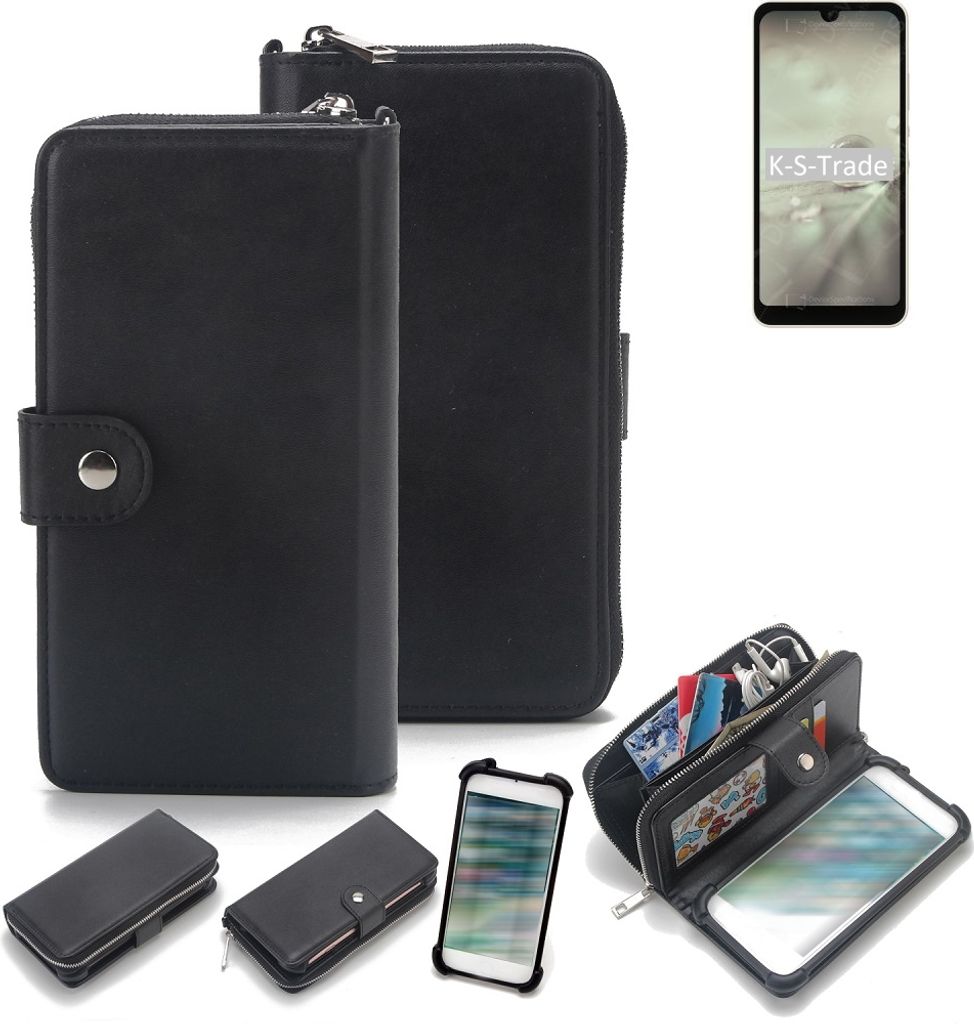 K-S-Trade 2in1 Handyhülle Schutzhülle kompatibel mit Sharp Aquos Wish2 & Portemonnee Cover Handy Hülle Case Etui Geldbörse Wallet Bookstyle