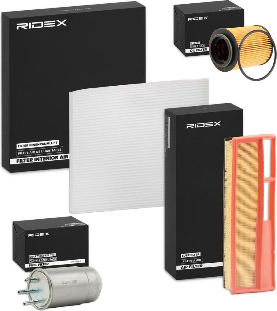 RIDEX Filterset Inspektionspaket Filtersatz für VW Caddy II Kastenwagen (9K9A) für OPEL COMBO Kasten/Kombi (X12) Combo Combi / Tour (X12) für FI...