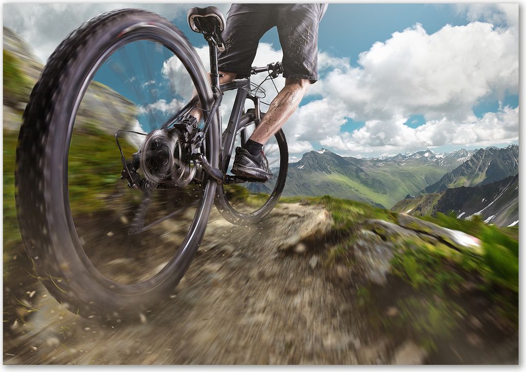 Tulup Leinwandbild - 100x70 cm - Wandkunst - Drucke auf Leinwand - Leinwanddruck - Sport - Grün - Mountainbiken