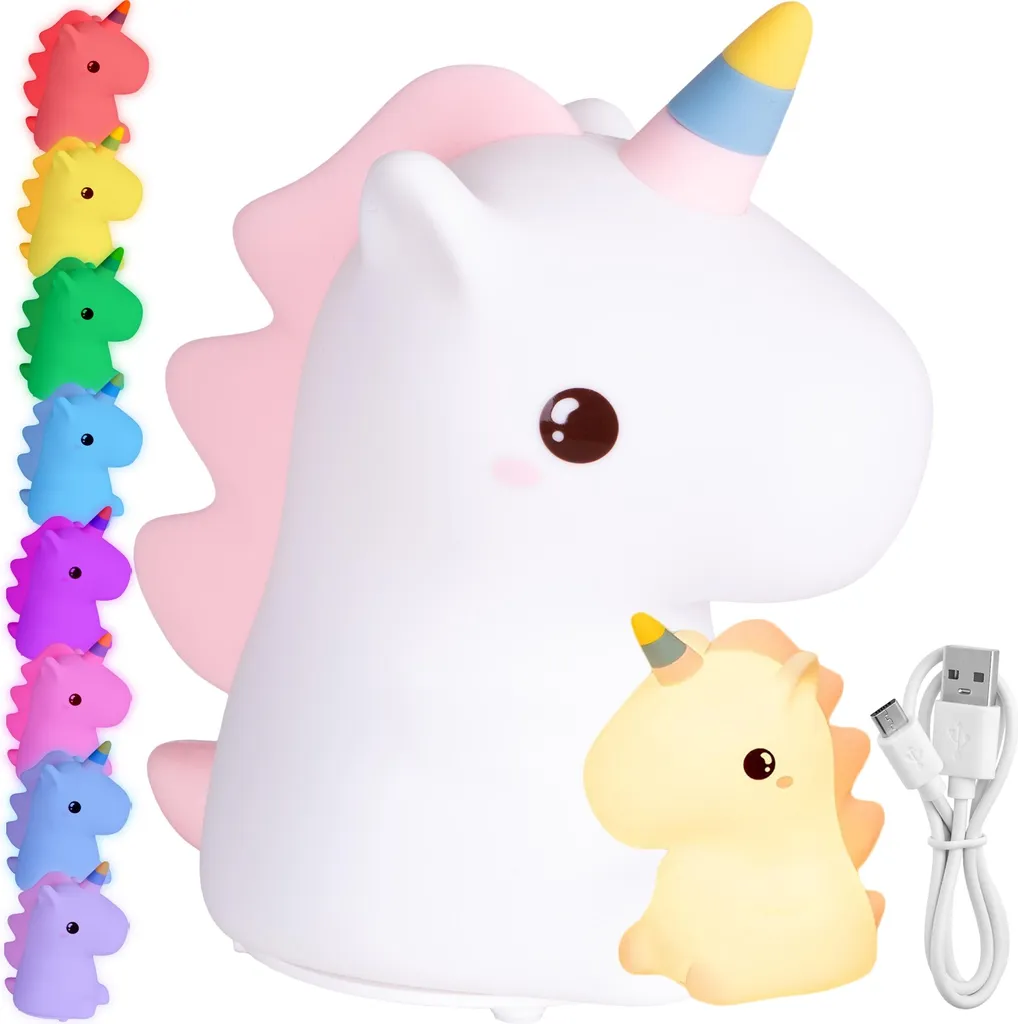 Lampe de chevet licorne enfant veilleuse multicolore souple sans fil