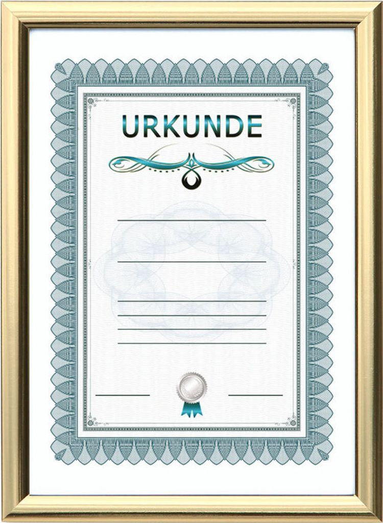 Dokument Bilderrahmen mit Klarglas Urkunde Foto Rahmen PS-1 Portraitrahmen Frame - Farbe: Gold | Format: 21x29,7 DIN A4