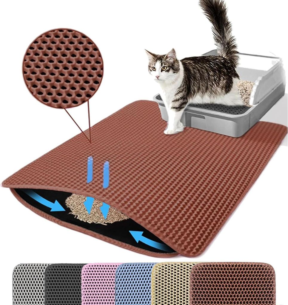 Katzenstreumatte - Rutschfest Wasserdicht - 61x45 cm - Braun