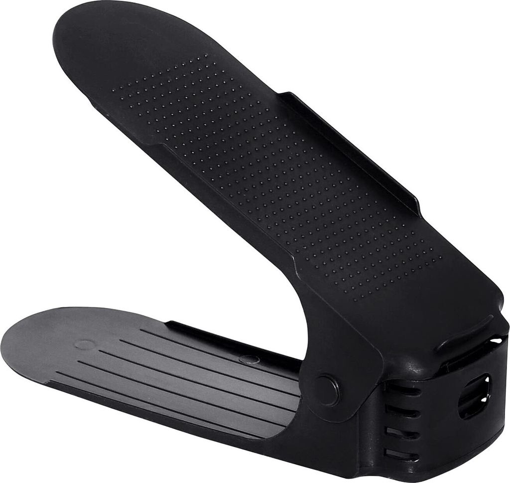 Sessamen-LP 30er Set Verstellbarer Schuhregal Set Schuhstapler Schuhhalter Schuhorganizer 3 höhenverstellbar, rutschfest, Schwarz