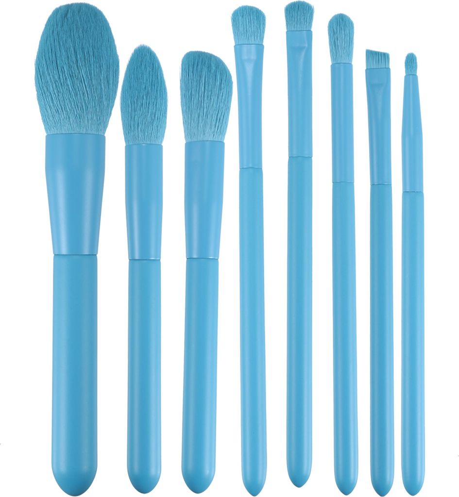 8Stk. Makeup Bürsten Kosmetik Set Foundation Powder Lidschatten Augenbraue Auge Gesicht Pinsel Set blau