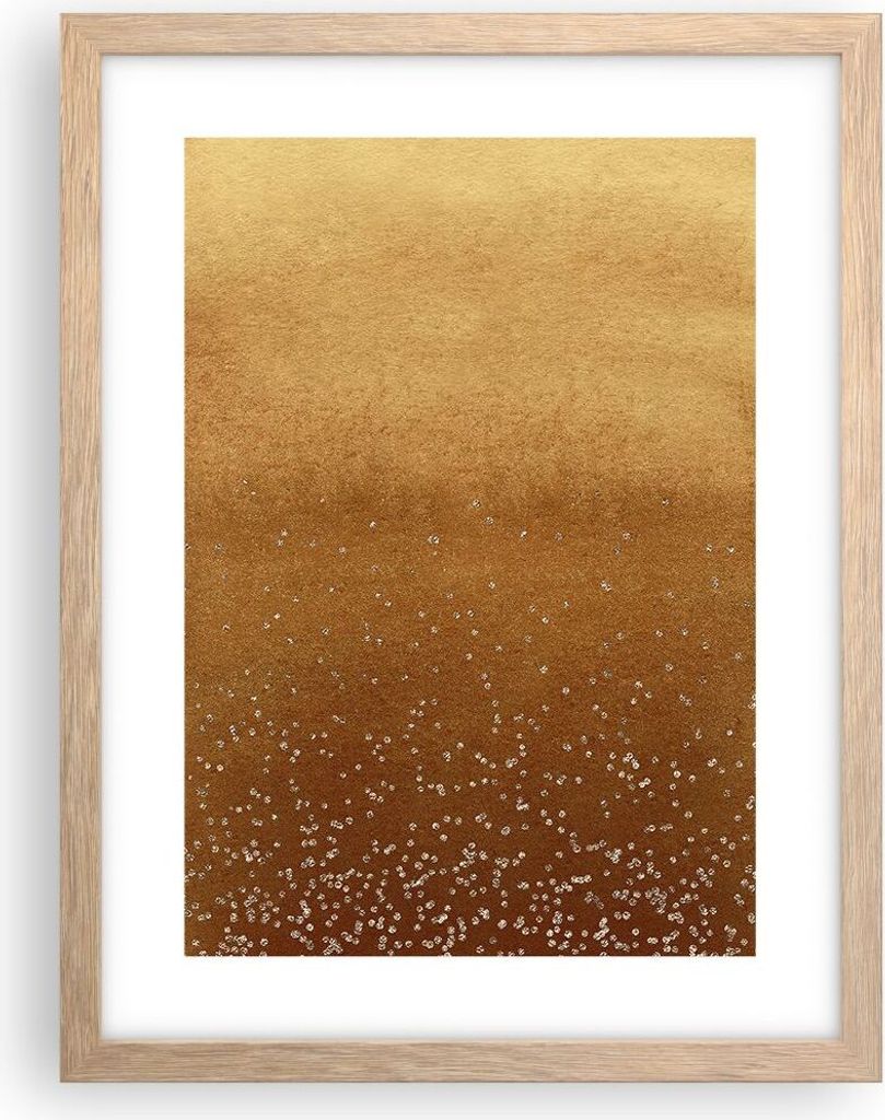 Gerahmtes Poster - Rahmen in heller Eiche - Abstraktion Bier Gelb - 30x40 cm - Wand Bild - Wanddeko - Wandbilder - Wandposter - Bilderrahmen - Bild...
