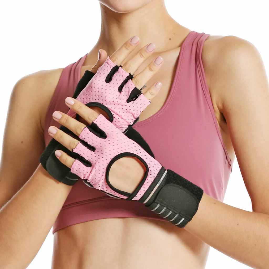 INF Guanti Palestra Rosa M con Supporto Polso - Protezione Mani e Grip