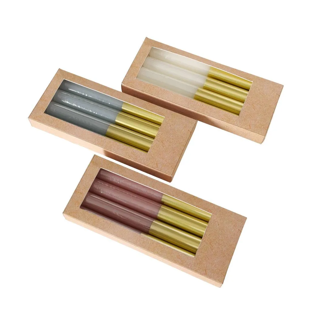 Set 4 Candele Colorate con Vassoio Oro - Arredo Casa Elegante Online - 5