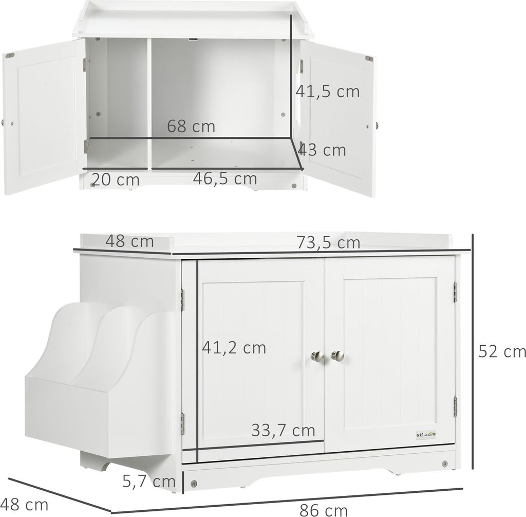 PawHut Katzenschrank für Katzentoilette, Katzenklo mit Produktbild 3