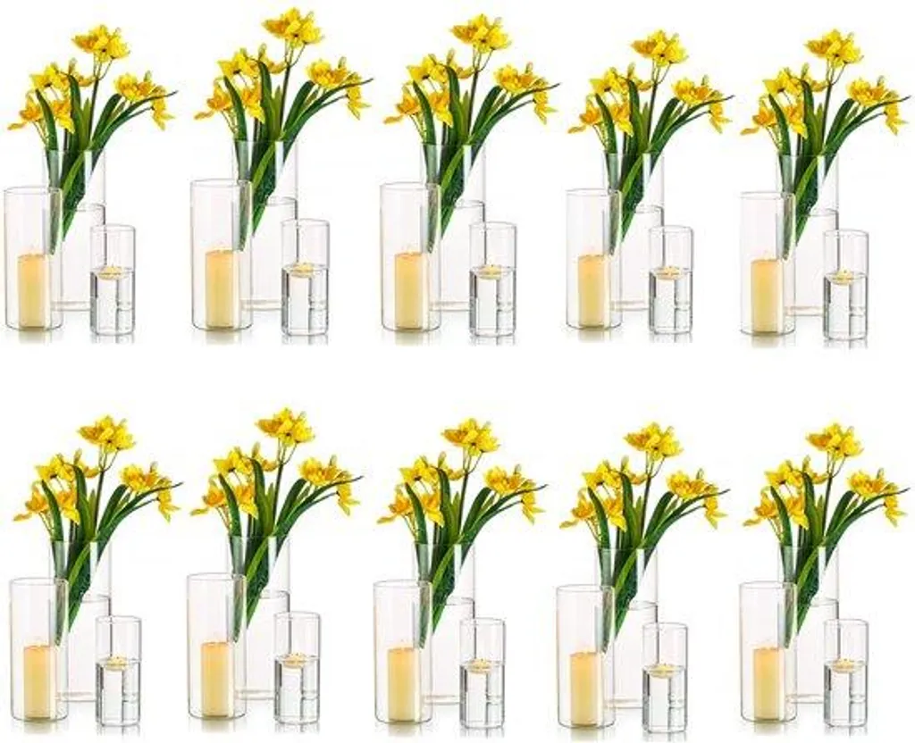 Vase cylindrique en verre transparent pour mariage et centre de table