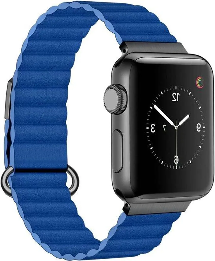Bracelet en cuir noir 38-49 mm pour montre connectée - Design Classique