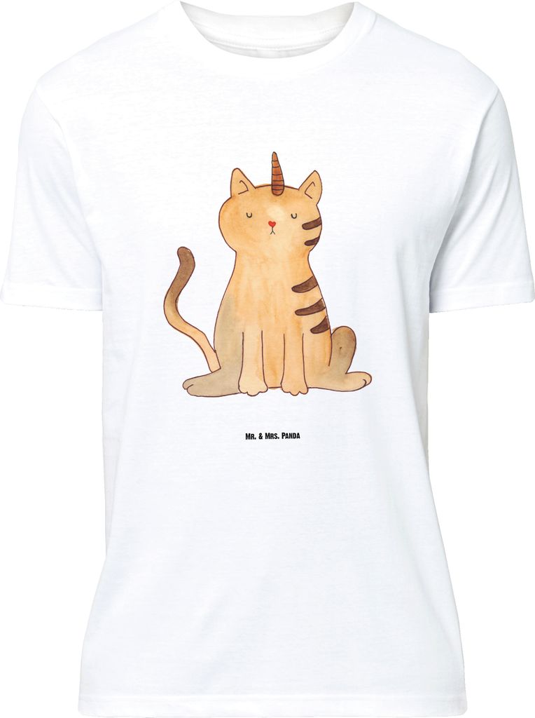 Mr. & Mrs. Panda Größe M T-Shirt Einhorn Katze - Weiß - Geschenk, Shirt, Glitzer, Unicorn, Mieze, mit Spruch, Regenbogen, Herren, Tshirt