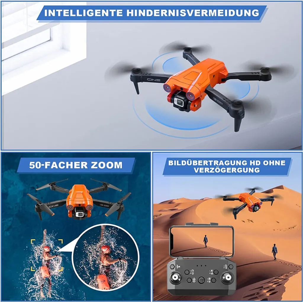 Drone 4K Orange avec 2 Batteries : Ne Manquez Plus de Temps de Vol - 3