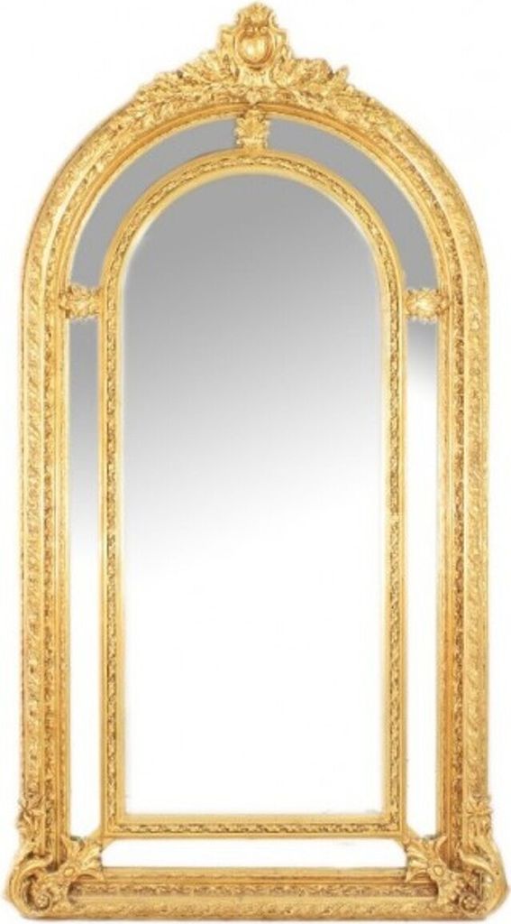 Riesiger Casa Padrino Luxus Barock Wandspiegel Gold Versailles 210 x 115 cm - Massiv und Schwer - Goldener Spiegel