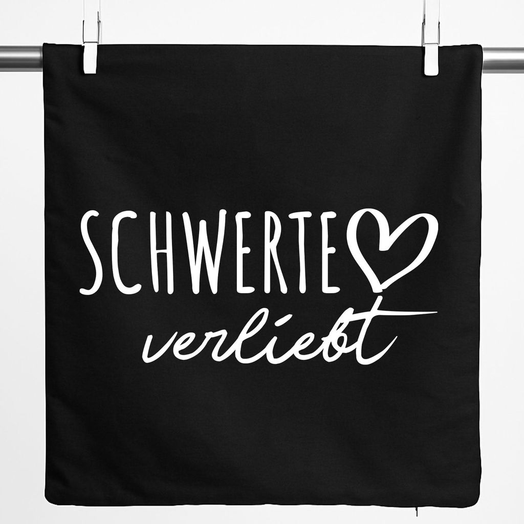 Huuraa Kissenbezug Schwerte verliebt 40x40cm Black Baumwolle Dekokissenbezug Geschenkidee