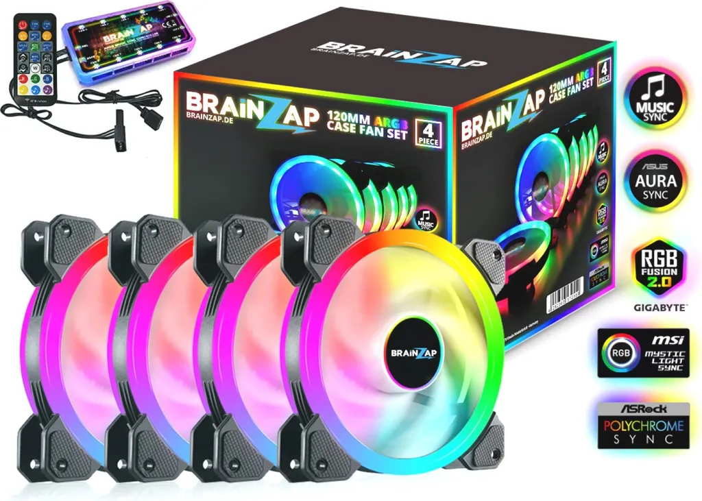 Set Ventole BRAINZAP 4x 120mm ARGB per ASUS MSI ASRock - Prezzo Shock