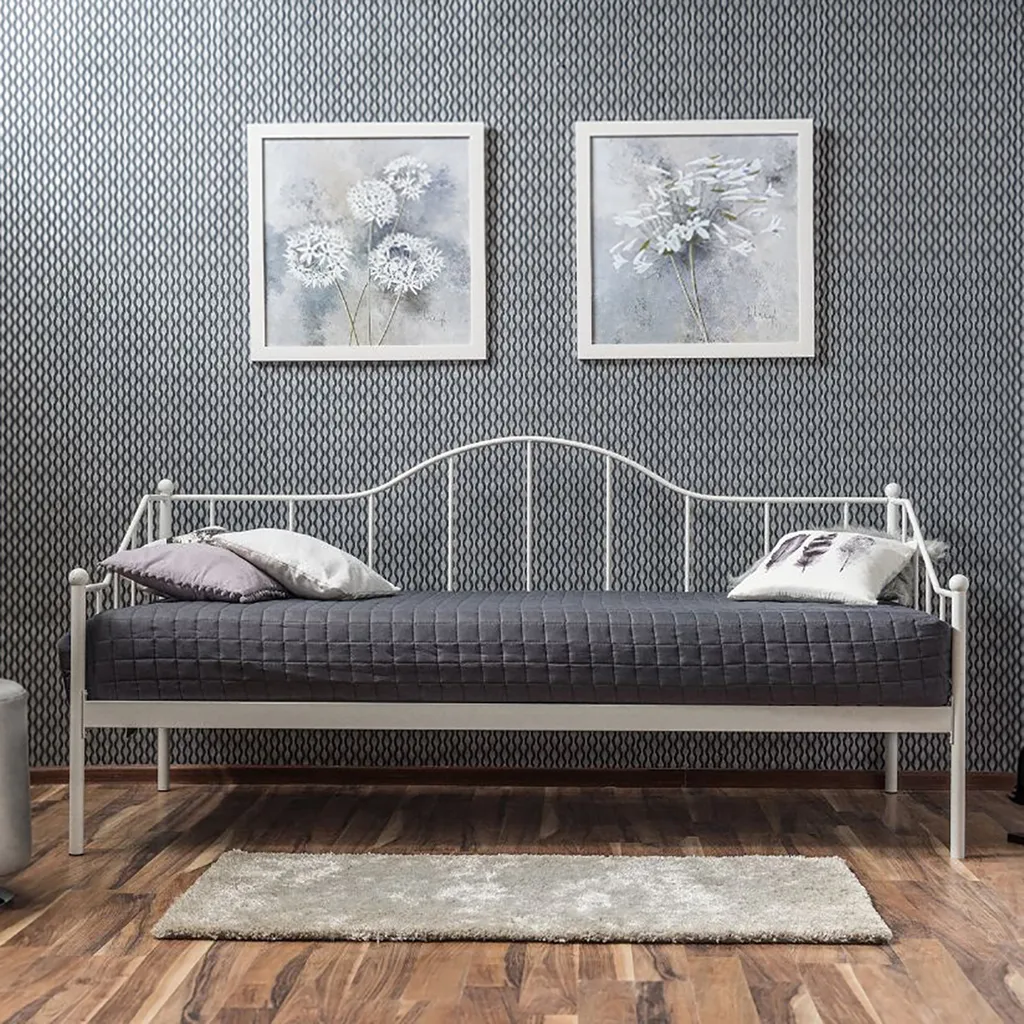 Lit en métal 90x200 pour chambre d'ado ou d'amis - Modèle MADRID Noir