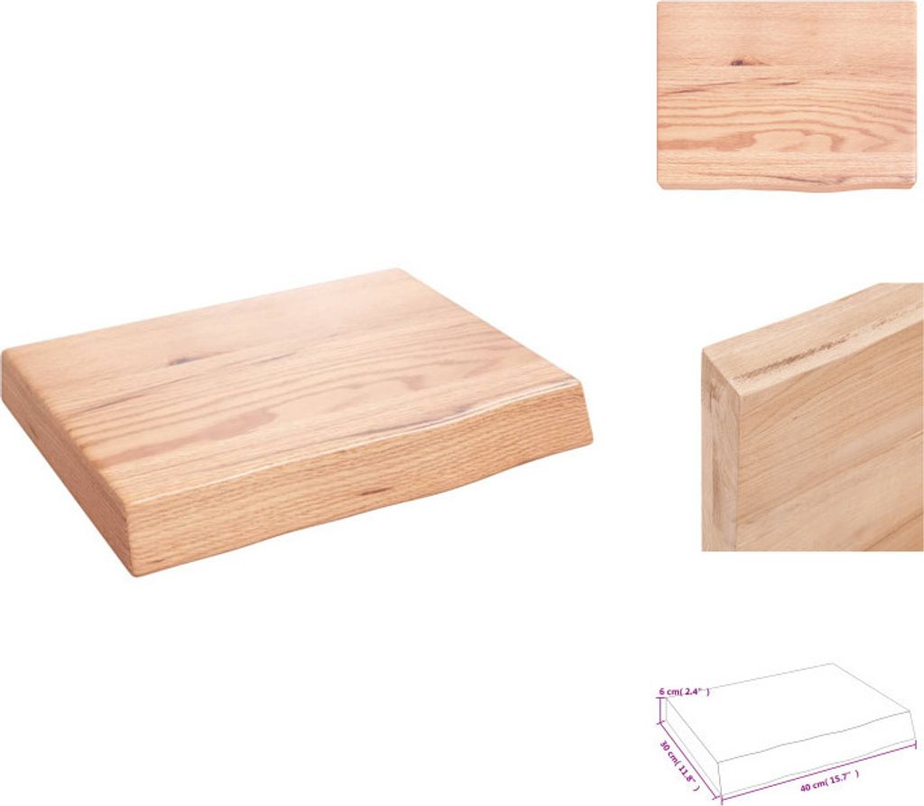 vidaXL Wandregal Hellbraun 40x30x(2-6) cm Massivholz Eiche Behandelt - Wandregale