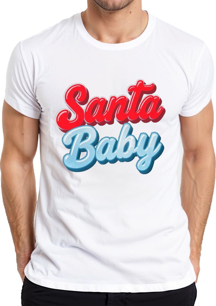 Santa Baby Weihnachten Weihnachtsmann Weihnachtsgeschenk Retro Herren T-Shirt, Weiß, M