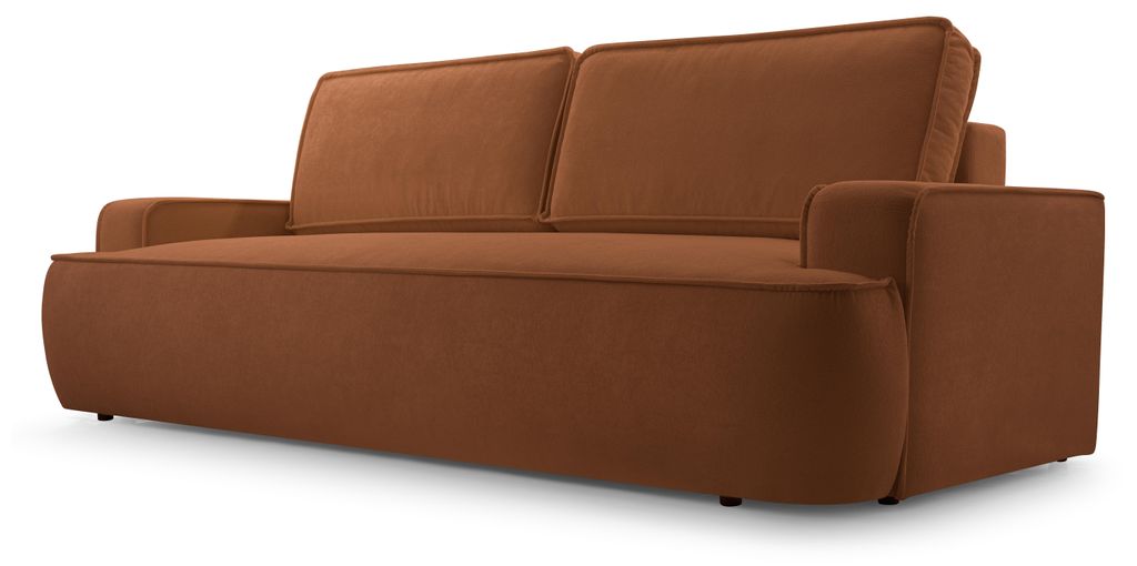 Sofa SOLO mit Schlaffunktion, Schlafsofa, Wohnzimmersofa, Couch, Soffa, Bettsofa, Bucle-Stoff – Orange GERRA 25